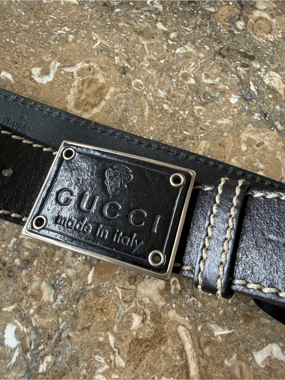 Gucci Rare Black belt with contrast stitching